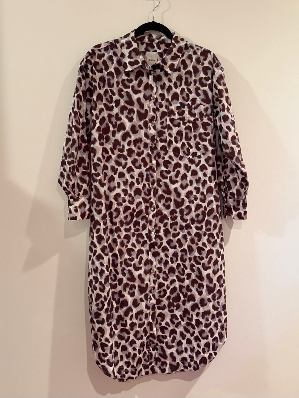 NWT Maeve by Anthropologie Leopard Print Shirt Midi Dress - Petite Medium
